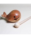 鯨魚款 烏檀木 手工木雕 木魚